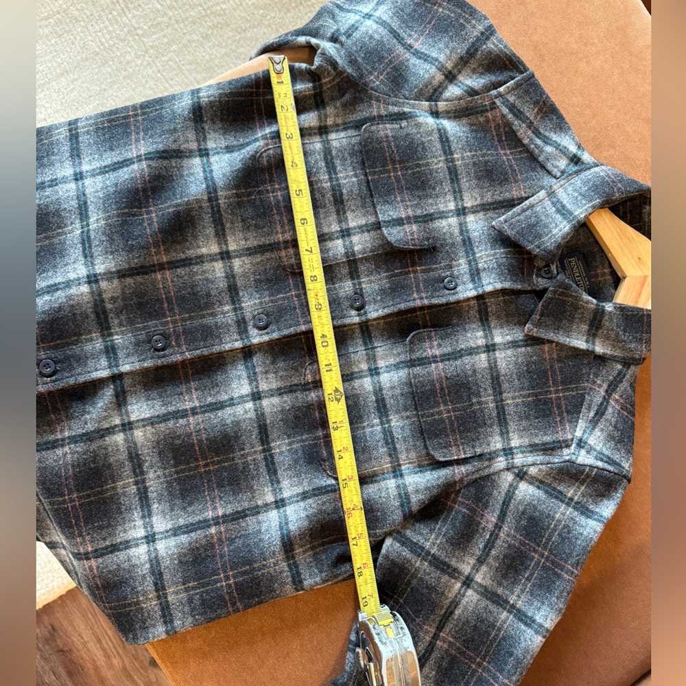 Pendleton Black Gray and Brown Plaid Button-Front Shacket - Picture 4 of 7